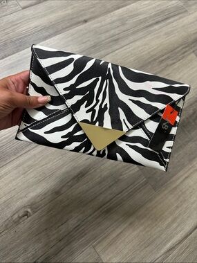 Zebra Print Envelope Clutch - Black & White